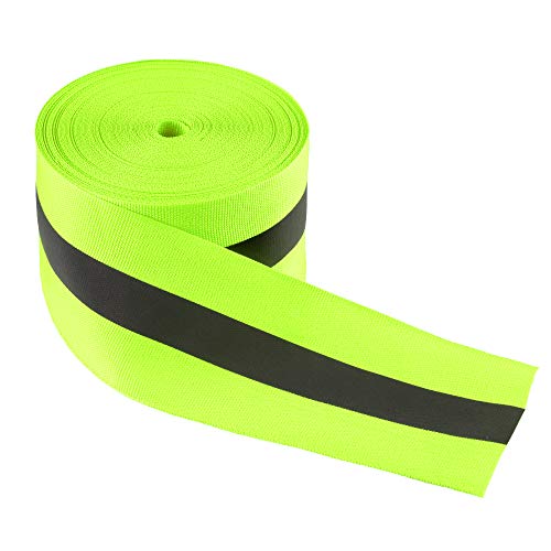 LLPT Cinta reflectante de alta visibilidad de 5 cm x 15 m de nailon plateado, correas de seguridad fluorescentes para decoración de adornos de seguridad en el ropa, bolso, zapatos, verde (RRG250)