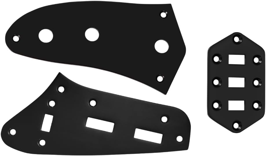 KAISH Upper Control Plate Volume/Tone Lower Control Plate Pickup Selector Switch Plate for Jaguar Guitars Black