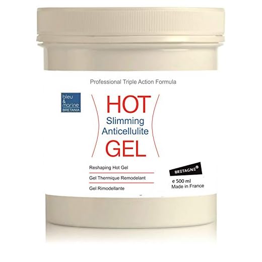 Hot Gel Adelgazante y Anticelulits ● Thermo Gel con Algas, Café y Aceites Esenciales ● Efecto Calor Drenante y Quema Grasa ● Reductor para Abdominales marcados Hombres ● Moldear la Silueta Mujeres ● bleumarine Bretania, producto profesional Made in France, 500 ml