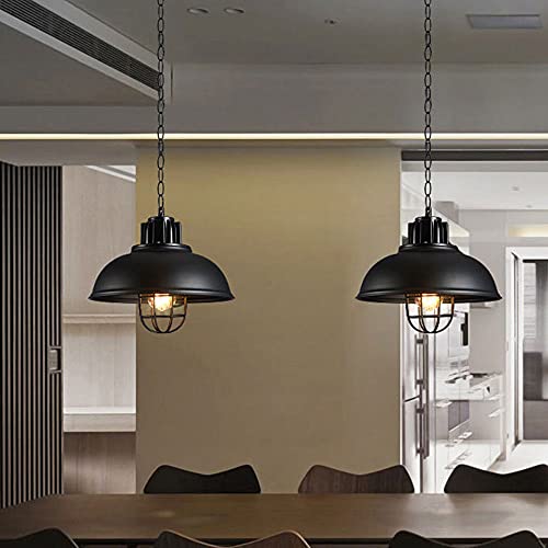 Lustre suspension vintage industriel noir E26 pour chambre et restaurant