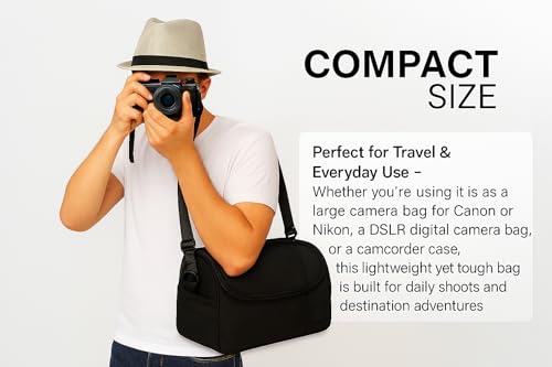 eCostConnection Deluxe Large Digital Camera/Video Padded Carrying Bag/Case for Nikon, Sony, Pentax, Olympus Panasonic, Samsung, and Canon DSLR Cameras
