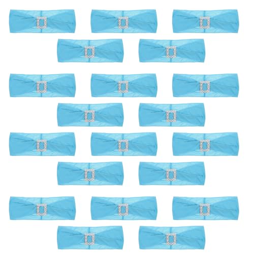 Alipis 20 Lazos elásticos para sillas con Hebilla Deslizante para Banquetes, Fiestas, Bodas, recepciones, hoteles y Eventos, Color Azul.
