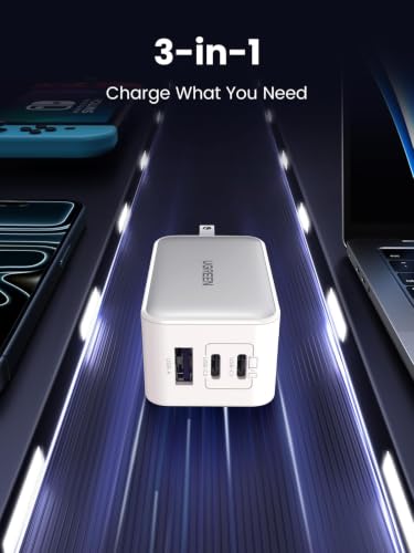 Image of UGREEN Nexode 65W USB C Charger Block, 3-Port Wall Charger Fast Charging