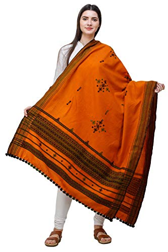 Image of Exotic India Women's Kutch Wool Shawl (SHV95--beige)