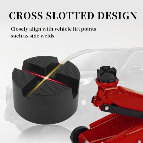 Image of Car Pinch Weld Jack Pad,Cross Slotted Rubber Floor Jack Extension Provides Cushioning and Non-Slipping,Universal 3 Ton Jack Pads for Floor Jack Car Accessories for Jack Stand