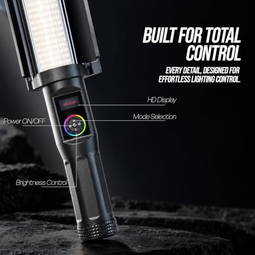 Image of HIFFIN HFB-650 30W RGB Wand Light for Video Shooting & Photography, Handheld LED Light Stick, 2700K-7500K CCT, 3800 Lumens, 100% Dimming, 11 FX Modes, App Control, 2200mAh Battery
