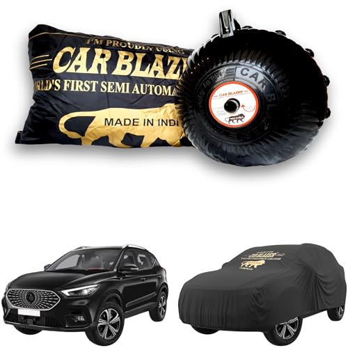 Image of CARBLAZER Portable & Semi-Automatic Full Body Car Covers: Heavy Duty Device| Anti-Theft| Dust & Scratch Proof | Water & Wind Resistant|Custom Fit| Dual-Side Cover, Compatible for MG Astor