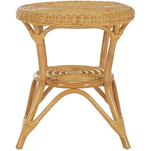 korb.outlet Round Rattan Table Diameter 50 cm / Side Table Round Coffee Table Rattan Table Honey Cover