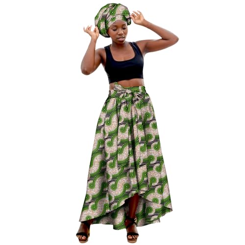 Jupe Ankara Dashiki taille haute pour affiner la silhouette avec un ourlet asymétrique