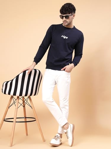 Image of Rigo Fleece Printed Round Neck Sweatshirt for Men | Full Sleeves Sweatshirt for Men | Casual Wear & Stylish Sweatshirts for Men