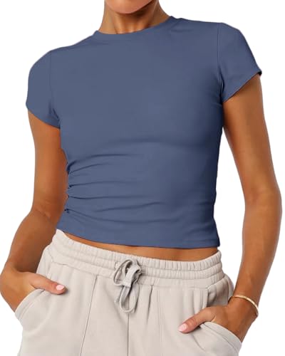 Besshopie Women's Y2K Crop Top | Slim Fit Short Sleeve Crewneck, Polyester/Spandex, Casual Basic