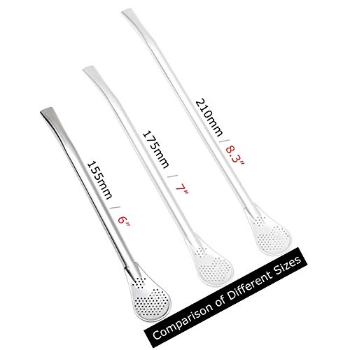 Gfdesign Yerba Mate Bombilla Gourd Drinking Filter Straws 304 Food-Grade 18/8 Stainless Steel - Set Of 2 With Cleaning Brush - 6" Long #TOP4