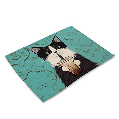 Manteles Individuales Gato Animal Salvamanteles Individuales Lavable Mantel Individual Resistente Calor Manteles Individuales Plastico Antideslizante Individuales Mesa 30x45cm 8 Pcs