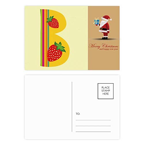 Cartes postales B Alphabet Fraise Noël illustrées pour vœux et correspondance papeterie