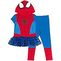 Marvel Avengers Spider-Man Spider-Gwen Captain America Girls Cosplay T-Shirt and Leggings Toddler to Little Kid, Spider-Man, 14-16 Years
