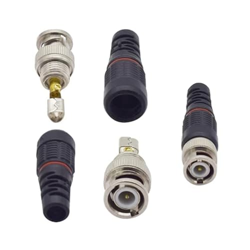 Image of MX BNC Male Connector - Pack of 100 Coaxial Cable Adapters with PVC Caps, Shock-Proof, for CCTV, Video, RF, and Test Equipment, 50Ω /75Ω Compatible