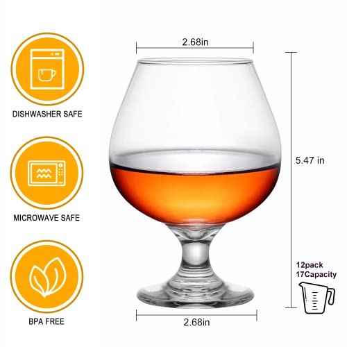 Qappda 16 Oz Brandy Snifter,Clear Short Stemmed Wine Glasses Set Of 12,Premium Crystal Brandy Snifters Brandy Bowl Cognac Glasses For Spirit,Bourbon,Drinking And Tasting #TOP1