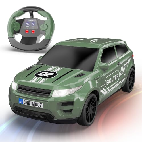 Image of Mirana Bolter SUV Remote Control RC Car for Kids | 1:24 Scale Racing Toy | with 1.5X Turbo Boost, LED Lights & Anti Skid Tyres | USB Type-C Rechargeable | Gift for Boys & Girls 4+ Years, Green