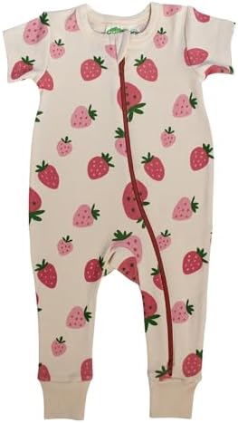 Parade Organic Signature Print '2-Way' Zip Romper - Short Sleeve Strawberries 12-18 Months