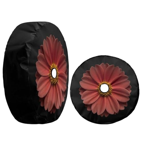Image of Delerain Spare Tire Cover with Backup Camera Hole Dark Red Flower Primula Wheel Covers Sun Protection Waterproof for Truck RV Trailer SUV and Many Vehicle (14 Inch for Diameter 23 inch-27 inch)