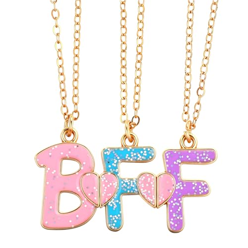 ElevateTech Bff Necklaces Best Friend for 3 Friendship Necklace Matching Necklaces for Three Best Friends Anniversary Birthday Gifts Sisters Necklace