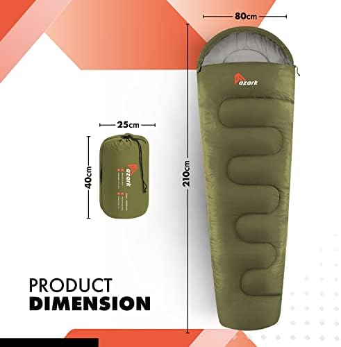 azark Premium Sleeping Bag, 350GSM, Lightweight and Waterproof, 4 Seasons of Camping, Hiking and Outdoors, Sleeping bag for Adults & Kids