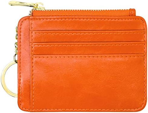 Padike Womens Slim Credit Card Holder Mini Front Pocket Wallet Coin Purse Keychain (Z-Pink)