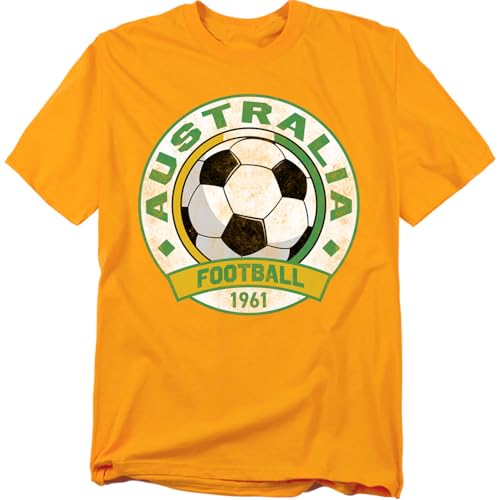 Popfunk Australia Distressd Soccer Ball Football Unisex T-Shirt, Gold, M