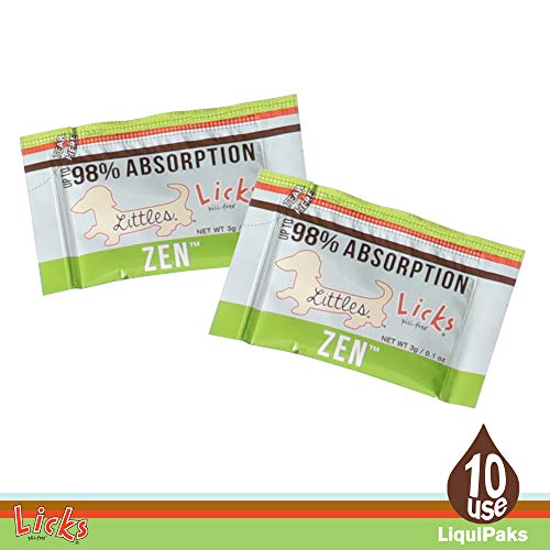 Licks Pill-Free Zen Small Breed Dog Calming Aid - Zen Calming Aid Supplements for Aggressive Behavior & Nervousness - Calming Dog & Puppy Treats for Stress Relief & Dog Health - Gel Packets - 10 Use