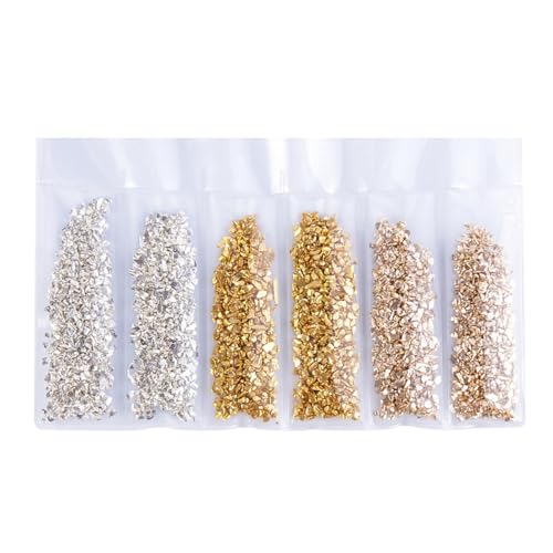 WELANE Crushed Glass Glitter, 26g Irregular Metallic Nail Sequins for Nail Art Design, Jewelry Making, Vase Filler (3 Color, 2-4mm)
