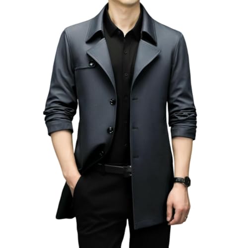 Trench automne homme gris mi-long idéal pour les trajets urbains et le bureau
