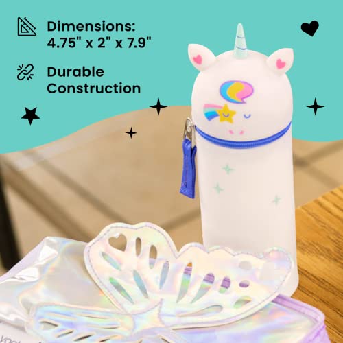 Yoobi Standing Unicorn Pencil Case - Cute Zip-Up Design, Multi-Use Storage Pouch For Boys & Girls - Kawaii Pen Holder, Paint Brush Holder Or Makeup Brush Holder - For Kids & Adults #TOP4