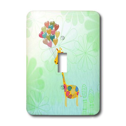 Interrupteur simple déco girafe ballons fleurs multicolores 3dRose