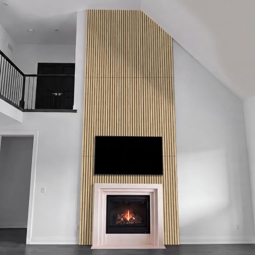 Image of Wood Slat Acoustic Wall Panels-3D Fluted Sound Absorbing Panel for Wall and Ceiling-47.2 inch x 23.6 inch (Warm Pine Wood, 2-Pack)