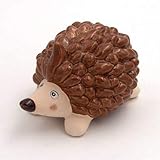 E+N Igel braun laufend mit Stupsnase, Breite x Länge x Höhe: 9,5 x 13 x 8cm, Keramik teilweise glasiert