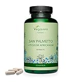 SAW PALMETTO + PYGEUM Kapseln Vegavero ® | Hochdosiert: 500 mg Sägepalmenextrakt (40:1) & 200 mg Pygeum Africanum (2:1) | 80% Fettsäuren | VEGAN | Ohne Zusätze | 90 Kapseln