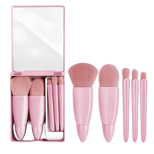 MF® Travel Size Mini Makeup Brushes Set with Mirror, Complete Function Cosmetic 5 Pcs Brushes Kit Case Apply to Face Foundation, Powder, Concealers, Eyebrow, Eyeshadow Blush and Lip Gloss.-image-14