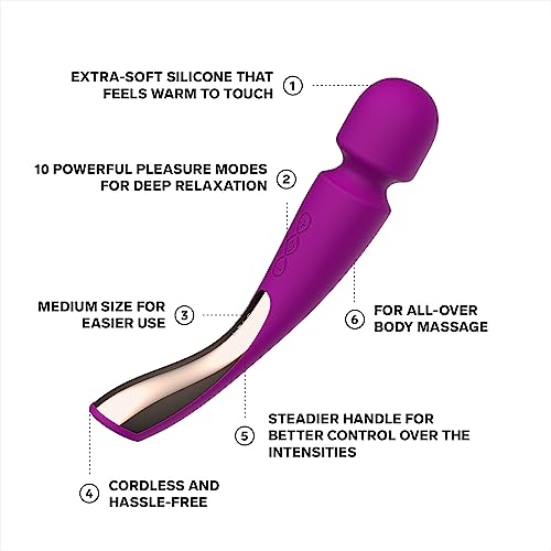 LELO Smart Wand 2 Medium Personal Wand Massager Tension Releasing Muscle and Body Massager, Waterproof & Wireless Rechargeable Wand, Deep Rose - Image 4