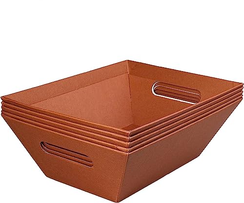 Image of [5 PK] 8x10 inch Brown Baskets for Gifts Empty| Baskets with Handles|Gift, Sympathy, Breakfast, Occasion, Holiday, Montessori| Wine Gift Basket| Gift to Impress-Upper Midland Products