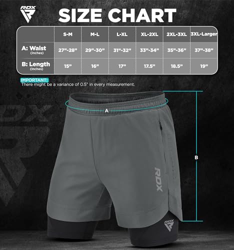 RDX Pantalones Cortos para Correr Hombre, Corto Deporte Compresión Transpirable con 2 Cremallera y 2 Bolsillos para Teléfono, De Secado Rápido Gym Verano Shorts para Entrenamiento, Trotar, Ciclismo - imagen 6