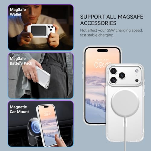 Image of YINLAI for iPhone 17 Pro Max Case 6.9-inch,Magnetic Compatible with MagSafe, Slim Matte Anti-Fingerprint, Shockproof Full Body Military Grade Protection for iPhone 17 Pro Max Cover, Clear