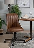 AW Furniture Casual Dining Tilt Caster Chair in Camel Color Tone