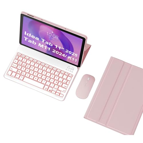 Lenovo Idea Tab 11'' 2025/ Tab M11 2024/ K11 (TB336FU/TB330FU) �p�L�[�{�[�h�P�[�X�A���E���}�O�l�b�g���o�b�N���C�g�t��Bluetooth�L�[�{�[�h,�s���N