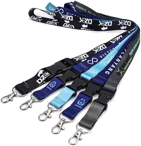 Personalized Lanyard with Logo Text Name, Custom Neck Strap ID Badge Lanyard for Keys Office School Event