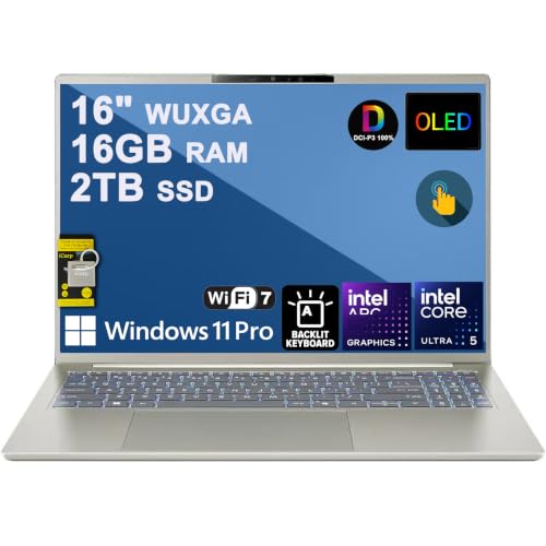 Image of Acer Swift 16 AI Laptop 16 inch 2k WUXGA OLED Touch 100% DCI-P3 Intel 6-core Ultra 5 322 (Up to 46 Tops) 16GB RAM 2TB SSD Backlit Thunderbolt for Creator Designer Business Professional Win11Pro ICP Hub