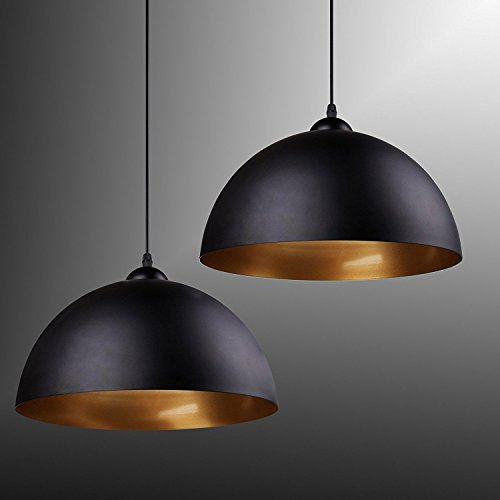 Yikege Licht 2X Modern Industrial Metal Ceiling Pendant Light - Minimalist Ecopower Hanging Lighting 11.81In Wide Fixture Edison Light For Kitchen Dining Room Barn Loft - Black #TOP2