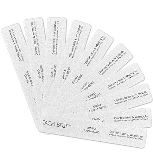 Tachibelle 10 Pcs Premium JAPAN Abrasive Jumbo File Washable Zebra File Nail Art Sanding Nail Files (10PC 80/80)