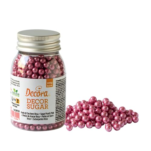 Decora 2081159 Confezione Da 100 G Perle Di Zucchero Rosa Met 5 Mm