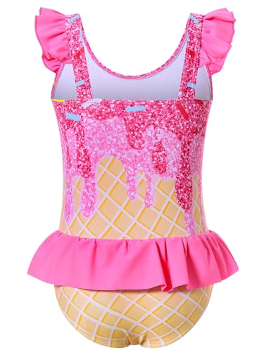 Image of Toddler Girls One Piece Ruffle Swimsuit Mermaid Bathing Suit 2-7Y | UPF 50+ quick-dry girls swimsuit,Cute flutter sleeves and ruffled hem,Mermaid Swimwear for pool,party,beach vacation.