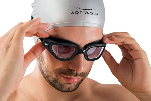 AqtivAqua Swimming Goggles Swim Goggles for Adults Men Women Kids Youth Girls Boys Children DX (Clear-Lenses All Black-Frame)